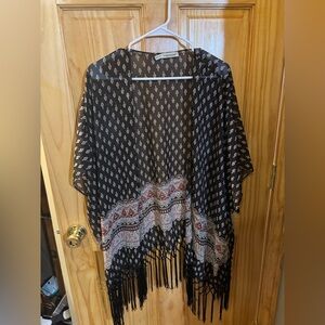 Fringe kimono style coverup